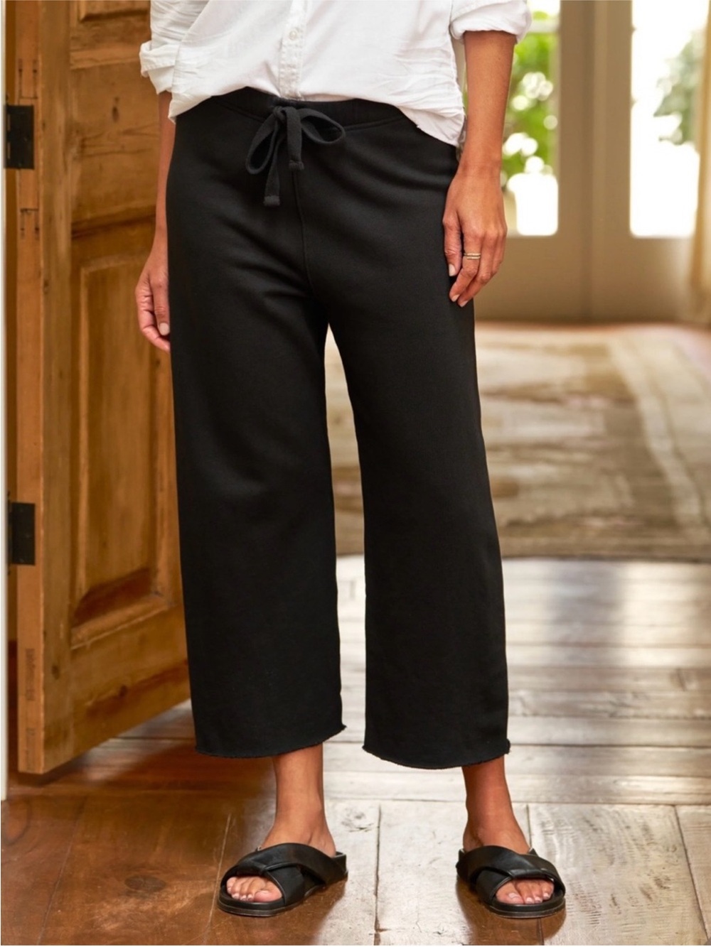 Frank & Eileen Catherine Black Favorite Sweatpants Wide Leg Ankle Pants Medium
